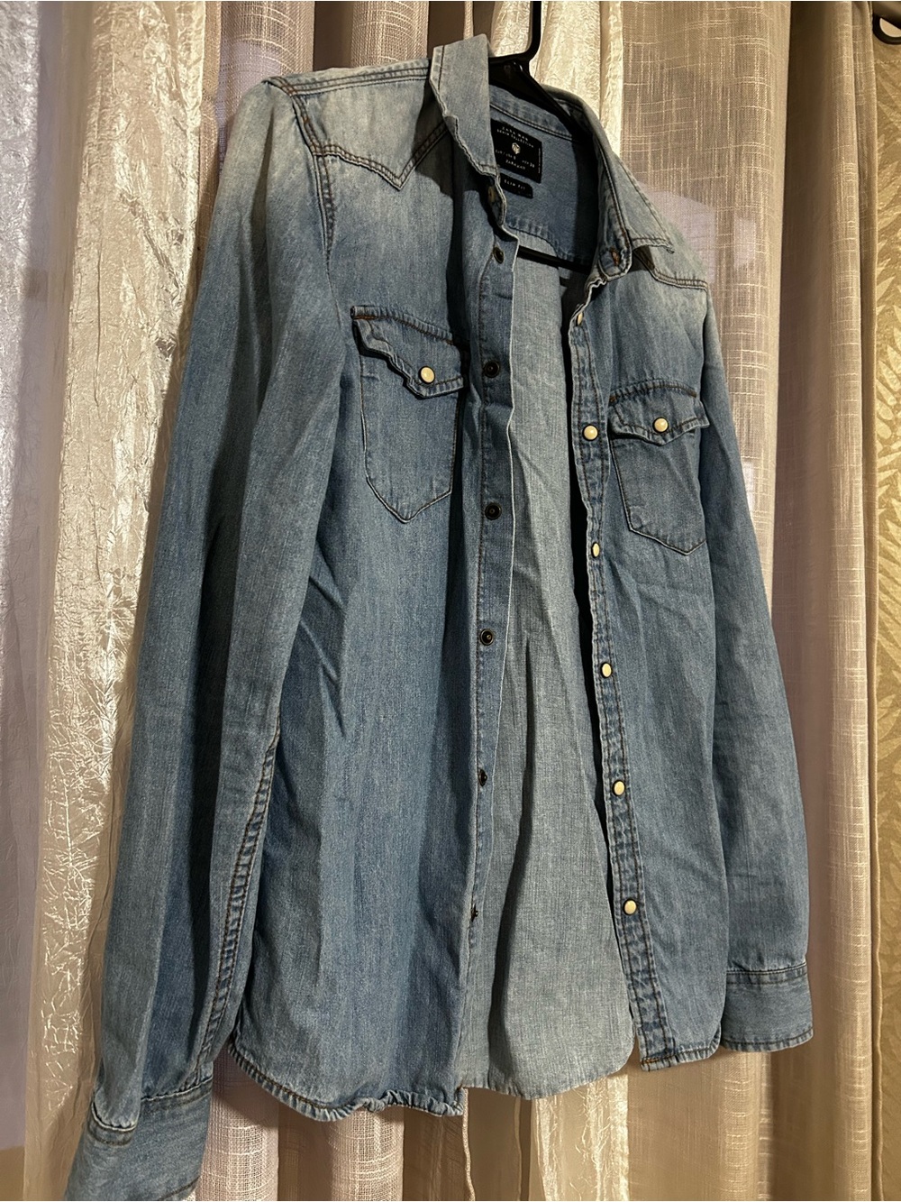 Zara Light Blue Slim Fit Denim Shirt